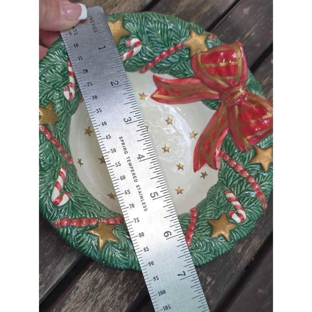 Fitz‎ and Floyd Essentials Christmas Wreath Ceramic 7